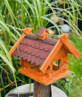 DARLUX Rechteckiges Vogelhaus L Vogel Futterstelle Haus aus Holz Braun/ Rot Vogelfutterhaus Wetterfest