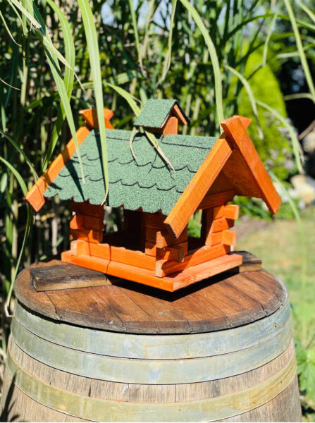 DARLUX Rechteckiges Vogelhaus L Vogel Futterstelle Haus aus Holz Braun/Grün