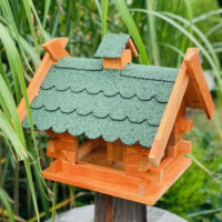 DARLUX Rechteckiges Vogelhaus L Vogel Futterstelle Haus aus Holz Braun/Grün