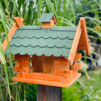 DARLUX Rechteckiges Vogelhaus L Vogel Futterstelle Haus aus Holz Braun/Grün