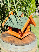 DARLUX Rechteckiges Vogelhaus L Vogel Futterstelle Haus aus Holz Braun/Grün