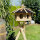 DARLUX Vogelfutterhaus XL Sechseck Vogelhaus aus Holz + Ständer Natur/Schwarz  Garten Vogelfutterhaus Wetterfest