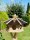 DARLUX Vogelfutterhaus XL Sechseck Vogelhaus aus Holz + Ständer Natur/Schwarz  Garten Vogelfutterhaus Wetterfest