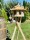 DARLUX Vogel Futter Haus L Futterstelle Sechseck Vogelhaus+Ständer Natur unbehandelt Vogelfutterhaus Wetterfest