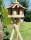 DARLUX Vogel Futter Haus L Futterstelle Sechseck Vogelhaus+Ständer Natur/ Dunkelbraun Vogelfutterhaus Wetterfest