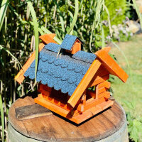 DARLUX Rechteckiges Vogelhaus L Vogel Futterstelle Haus aus Holz Braun/Blau