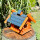 DARLUX Rechteckiges Vogelhaus L Vogel Futterstelle Haus aus Holz Braun/Blau