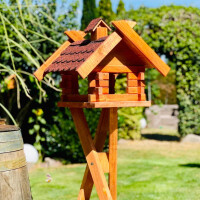 DARLUX Rechteckiges Vogelhaus L Vogel Futterstelle Haus + Ständer Braun/Rot