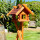 DARLUX Rechteckiges Vogelhaus L Vogel Futterstelle Haus + Ständer Braun/Rot