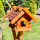 DARLUX Rechteckiges Vogelhaus L Vogel Futterstelle Haus + Ständer Braun/Rot