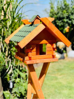 DARLUX Rechteckiges Vogelhaus L Vogel Futterstelle Haus + Ständer Braun/Grün