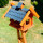 DARLUX Rechteckiges Vogelhaus L Vogel Futterstelle Haus + Ständer Braun/Blau