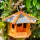 DARLUX Vogel Futter Haus Futterstelle Sechseck Holz-Vogelhaus Hängend Braun/Grün