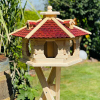 DARLUX Vogel Futter Haus XL Sechseck Vogelhaus aus Holz+...