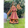 DARLUX Sechseck Garten-Windmühle XL aus Holz kugelgelagert Braun/Rot H-95 cm