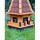 DARLUX Sechseck Garten-Windmühle XL aus Holz kugelgelagert Braun/Rot H-95 cm