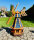 DARLUX Sechseck Garten-WindmühleXL  aus Holz kugelgelagert Braun/ Blau H-95 cm