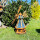 DARLUX Sechseck Garten-WindmühleXL  aus Holz kugelgelagert Braun/ Blau H-95 cm
