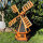 DARLUX Sechseck Garten-Windmühle XL aus Holz kugelgelagert Braun/Schwarz H-95 cm