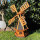 DARLUX Sechseck Garten-Windmühle XL aus Holz kugelgelagert Braun/Schwarz H-95 cm