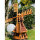 DARLUX  Sechseck Garten-Windmühle XXL aus Holz kugelgelagert Braun/Rot H-120 cm