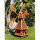 DARLUX  Sechseck Garten-Windmühle XXL aus Holz kugelgelagert Braun/Rot H-120 cm