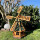 DARLUX Sechseck Garten-Windmühle XXL aus Holz kugelgelagert Braun/Grün H-120 cm