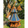 DARLUX Sechseck Garten-Windmühle XXL aus Holz kugelgelagert Braun/Blau H-120 cm
