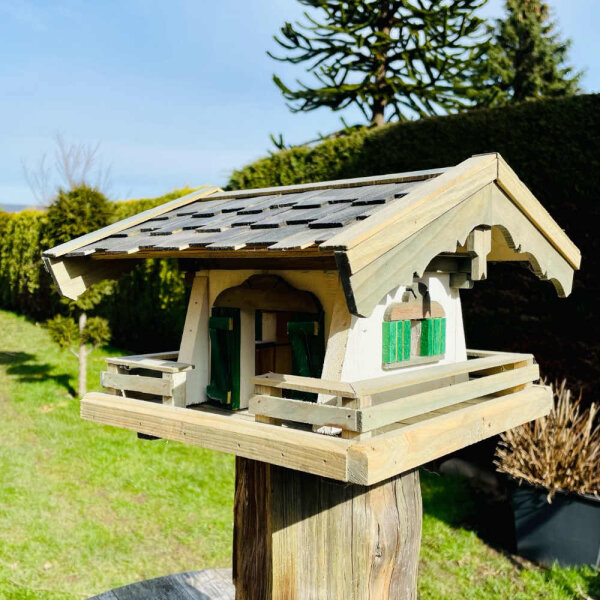 DARLUX Rechteckiges Vogel Futter Haus L Futterstelle aus Holz Vogelhaus Braun
