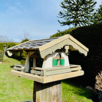 DARLUX Rechteckiges Vogel Futter Haus L Futterstelle aus Holz Vogelhaus Braun