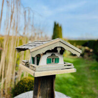 DARLUX Rechteckiges Vogel Futter Haus L Futterstelle aus Holz Vogelhaus Braun