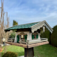 DARLUX Rechteckiges Vogel Futter Haus XL Futterstelle aus Holz Vogelhaus Grün
