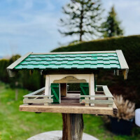 DARLUX Rechteckiges Vogel Futter Haus XL Futterstelle aus Holz Vogelhaus Grün