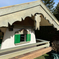 DARLUX Rechteckiges Vogel Futter Haus XL Futterstelle aus Holz Vogelhaus Grün