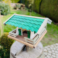 DARLUX Rechteckiges Vogel Futter Haus XL Futterstelle aus Holz Vogelhaus Grün