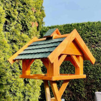DARLUX Rechteckiges Vogel Futter Haus XL Futterstelle Holz Vogelhaus Braun/ Grün