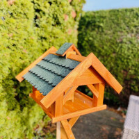 DARLUX Rechteckiges Vogel Futter Haus XL Futter-Vogelhaus+Ständer Braun/Grün
