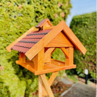 DARLUX Rechteckiges Vogel Futter Haus XL Futter-Vogelhaus+Ständer Braun/ Rot