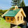 DARLUX Rechteckiges Vogel Futter Haus L Futterstelle Holz-Vogelhaus Natur/Grün