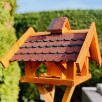 DARLUX Rechteckiges Vogel Futter Haus L Futter-Vogelhaus+Ständer Braun/Rot