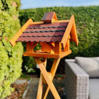 DARLUX Rechteckiges Vogel Futter Haus L Futter-Vogelhaus+Ständer Braun/Rot