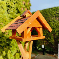 DARLUX Rechteckiges Vogel Futter Haus L Futter-Vogelhaus+Ständer Braun/Rot