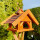 DARLUX Rechteckiges Vogel Futter Haus L Futter-Vogelhaus+Ständer Braun/Rot
