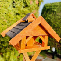DARLUX Rechteckiges Vogel Futter Haus L Futterstelle Holzvogelhaus Braun/Schwarz