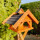 DARLUX Rechteckiges Vogel Futter Haus L Futter-Vogelhaus+Ständer Braun/Schwarz