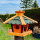 DARLUX Sechseck Vogel Futter Haus M Futterstelle Holz-Vogelhaus Braun/Grün