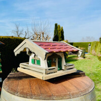 DARLUX Rechteckiges Vogel Futter Haus L Futterstelle aus Holz Vogelhaus Rotbraun