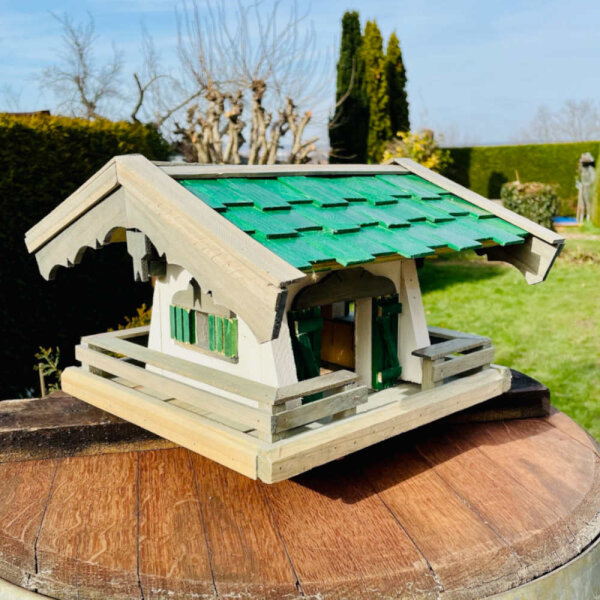 DARLUX Rechteckiges Vogel Futter Haus L Futterstelle aus Holz Vogelhaus Grün