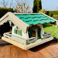 DARLUX Rechteckiges Vogel Futter Haus L Futterstelle aus Holz Vogelhaus Grün