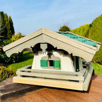 DARLUX Rechteckiges Vogel Futter Haus L Futterstelle aus Holz Vogelhaus Grün